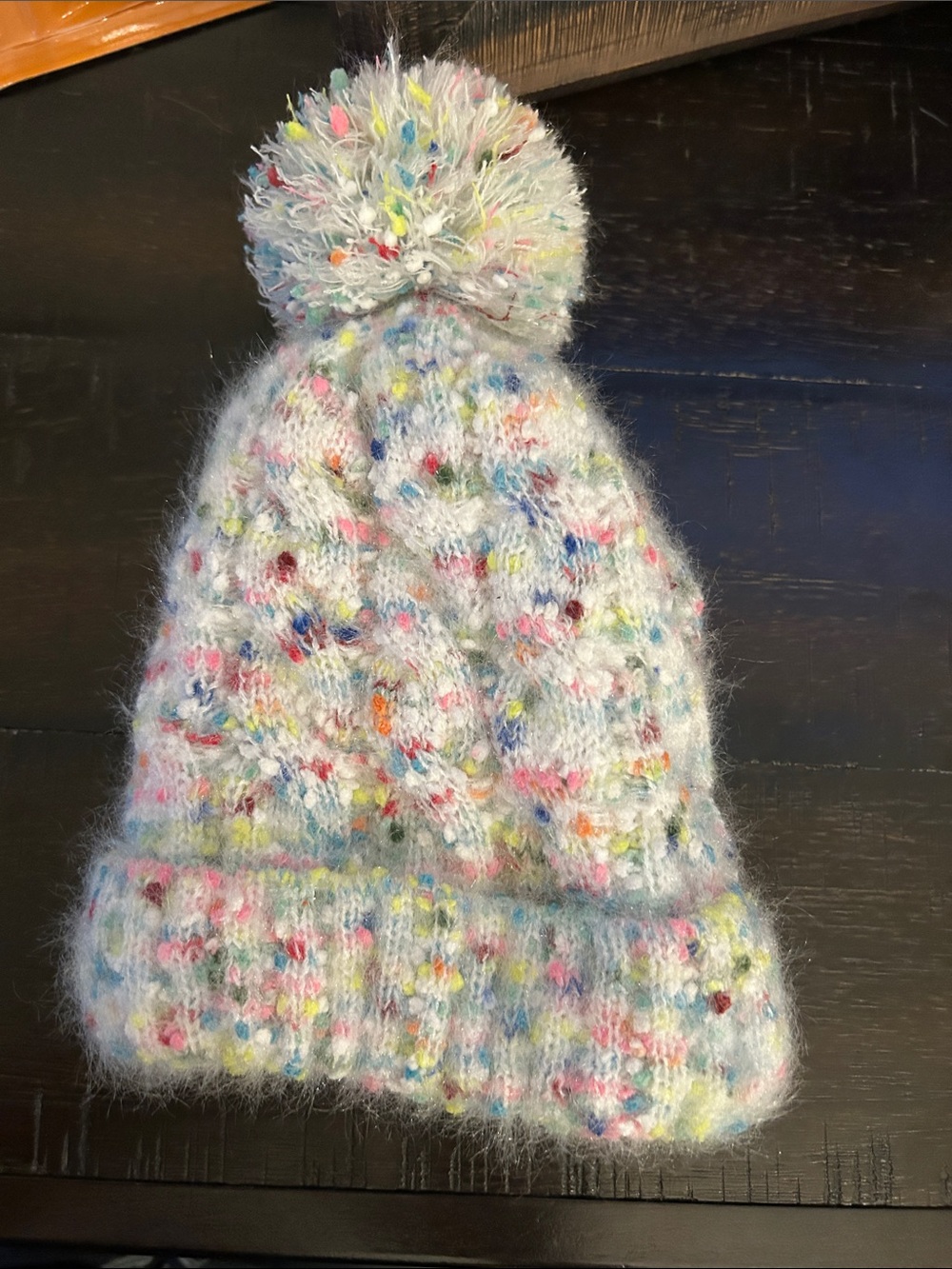 Kids Pom-Pom Knit Beanie Hat - Light Multi